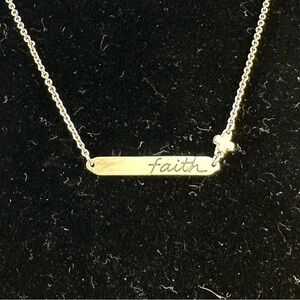 JAMES AVERY Sterling FAITH Horizon Bar Nameplate Mini Cross Necklace; RETIRED